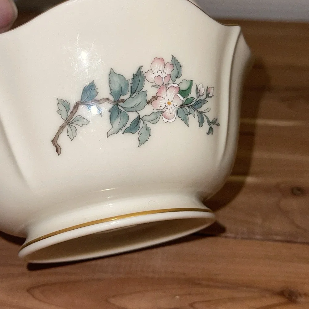 Vintage Lenox serenade basket hand decorated 24k gold bird floral porcelain
